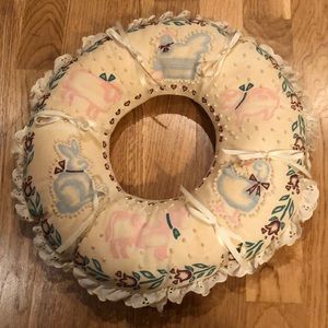 Vintage country decor hand embroidered wreath